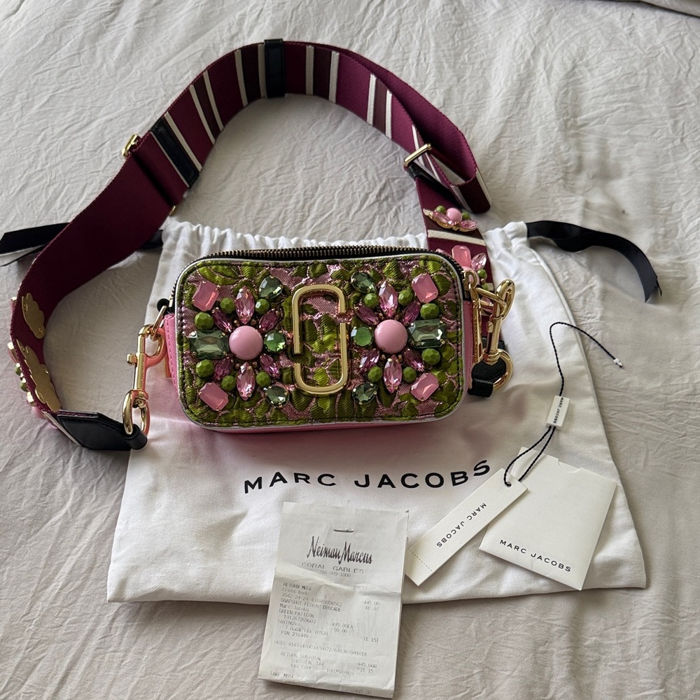 Marc Jacobs Pink and Green Embellished Crossbody Bag
